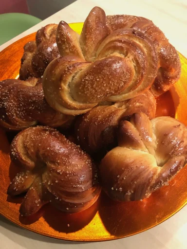 Frisch gebackene Hefeschnecken Goldbraun gebackene Hefeschnecken oder Zimtschnecken.